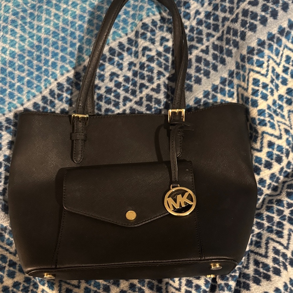 Michael Kors Black Tote with Gold Accents